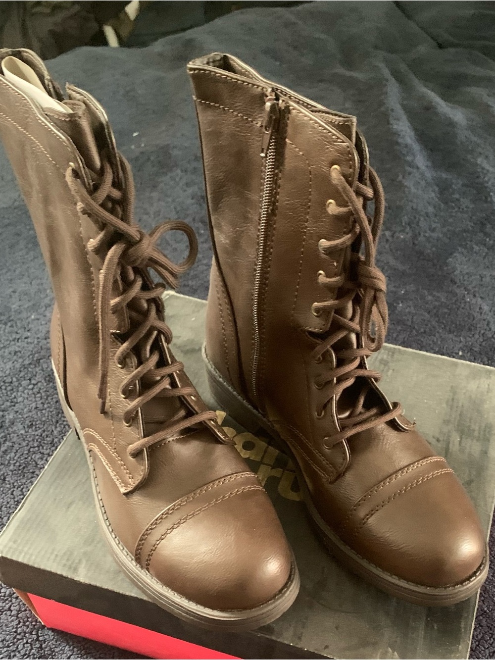 Charlotte Russe Brown Lace-Up Combat Boots